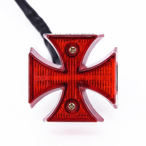 Red Maltese Iron Cross Rear Brake/Tail Light For Motorcycle Choppers Dirt Bike - Picture 5 of 24