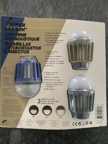 NEU 3er Pack Wise Outdoor Indoor Wiederaufladbarer Bug Zapper mit eingebauter LED-Laterne - Bild 2 von 7