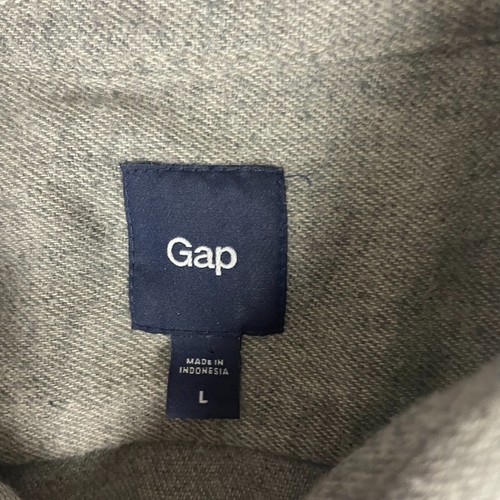 Gap Herren Pearl Snap Flanellhemd Größe Large Kragen Taschen grau 2010 Logo - Bild 2 von 12