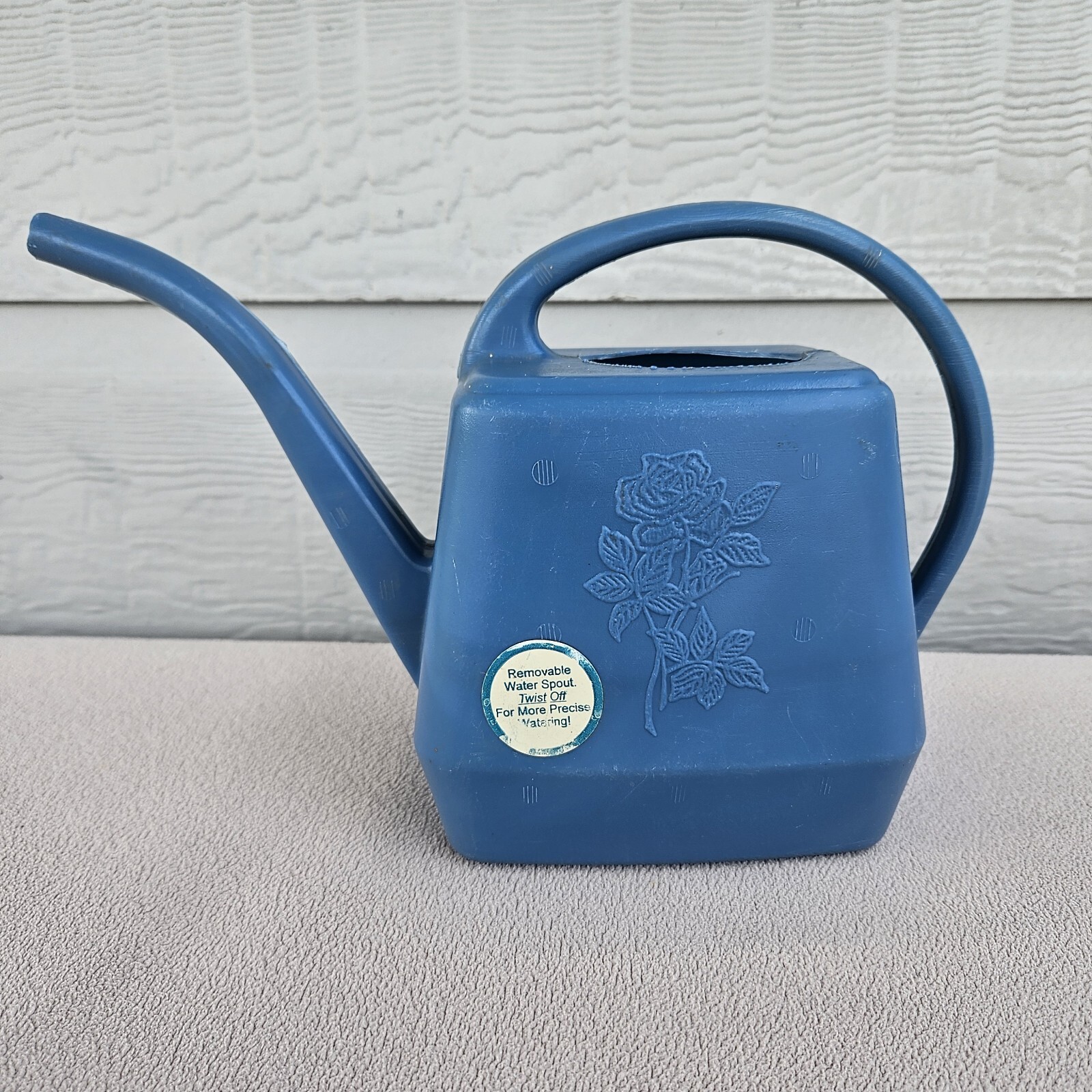 Misco Enterprises Blowmold Plastic Blue Rose Watering Can VTG Long Spout
