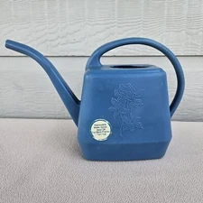 Misco Enterprises Blowmold Plastic Blue Rose Watering Can VTG Long Spout