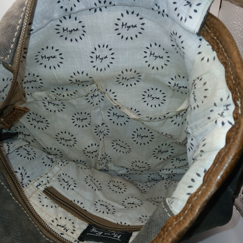 Myra Southwestern Crossbody Umhängetasche Webstoff & Leder blau weiß hellbraun - Bild 10 von 17