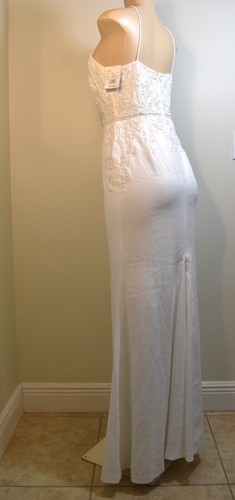 NWT DB STUDIO Size 2 Beaded Stretch Crepe Halter Sheath Wedding Gown #AP2E209212 - Picture 13 of 24