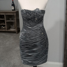 Jovani  gray strapless dress w pleates & figure flattering ruching size 12 NWT