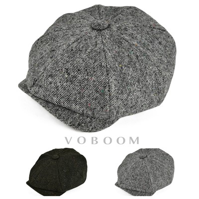 Laine Tweed Vert Newsboy Cap