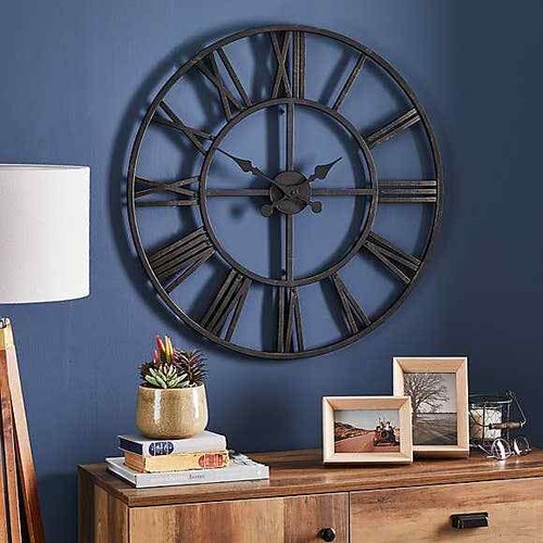 Modern Design Outdoor Garden Wall Clock Big Roman Numerals Quartz Home Bedroom - Picture 70 of 93
