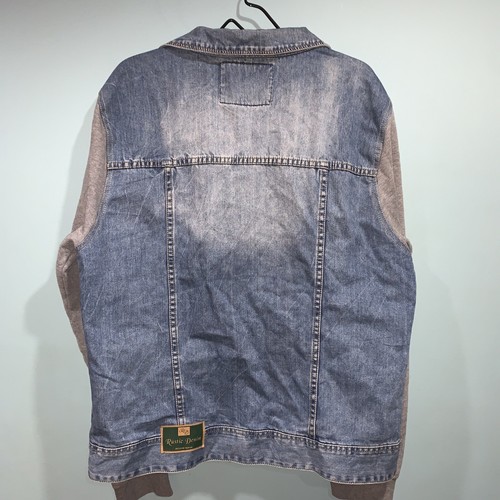 Rustic Denim Denim Jean Jacket W/Fleece Sleeves Mens Size Large Distressed - Picture 9 of 10