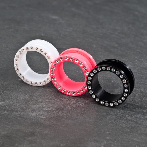3-24mm Schraubtunnel Flesh Tunnel Plug Kunststoff Acryl Neon Strass Z105 - Bild 20 von 26