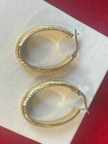 PENDIENTES ARO ORO 18K OVALADOS 1 1/4 PULGADAS LARGO 2,8 GRAMOS VINTAGE FIRMADOS - Imagen 12 de 15