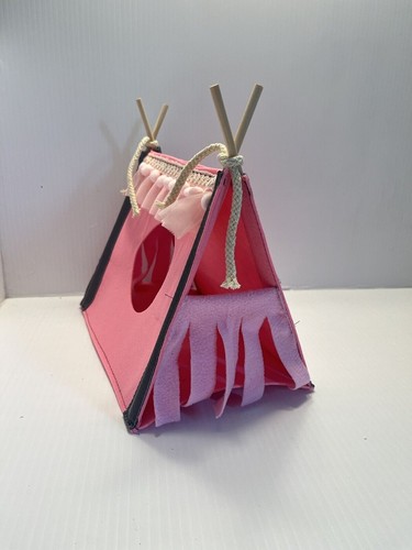 Small Pet Hide Felt Tent Hamster Guinea Pig Pink Color - Picture 3 of 5