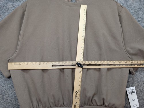 Abercrombie Fitch Dress Womens Large Brown Bodycon Mini Lined Ruched Minimalist - Picture 12 of 19