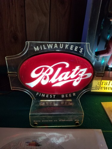Letrero/lámpara iluminada vintage de cerveza Blatz caja registradora topper barras de luz letreros milw - Imagen 1 de 24