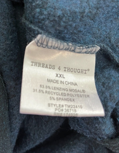 THREADS 4 THOUGHTS MEN'S BLUE 1/4 ZIP MOCK NECK PULLOVER SIZE XXL - EUC - Picture 5 of 6