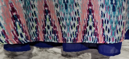 Japna Women's Sleeveless Blouse. XL. Chevron. Layered Look. Pink & Blue. - Picture 3 of 6