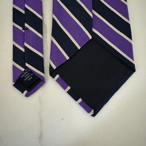 Brooks Brothers Tie Men's Purple Stripe All Silk Necktie Handmade In USA - Picture 5 of 7
