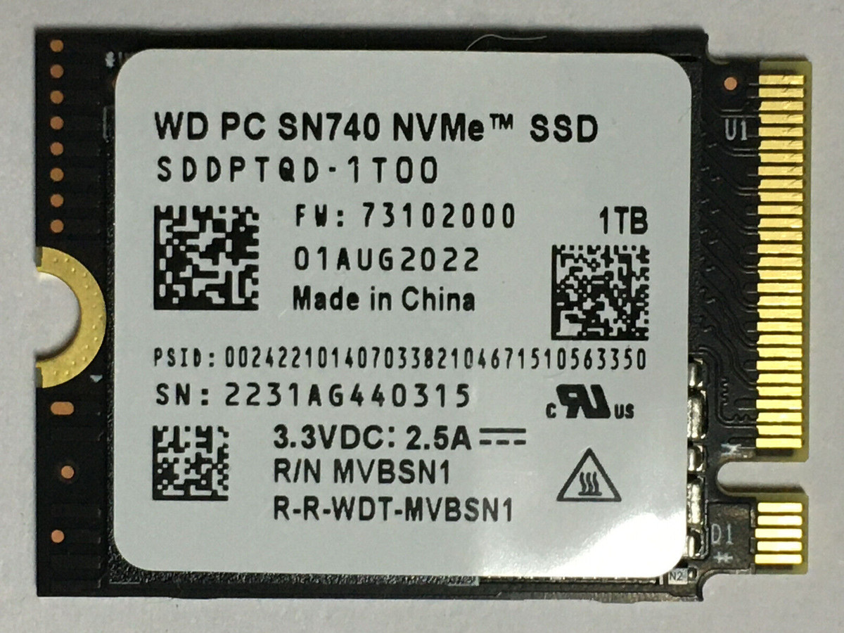 WD SN740 NVMe1TB SSD M.2 2230 steam deck-
