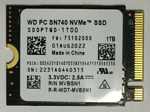 WD PC SN740 SDDPTQD-1T00 1TB M.2 2230 SSD NVMe PCIe4x4 For Steam Deck Laptop PC