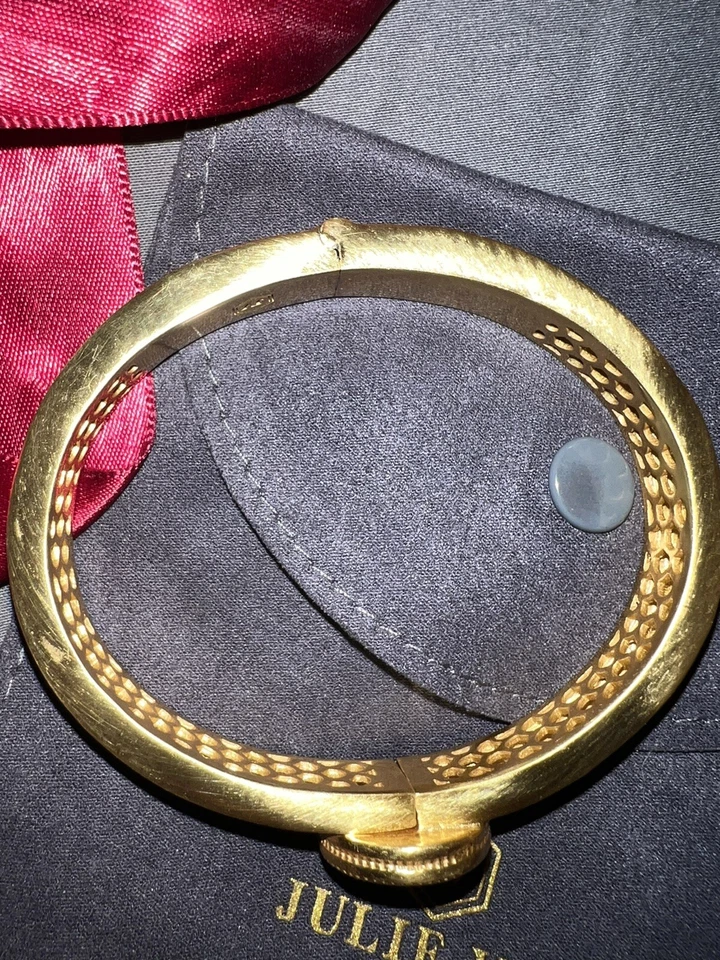 NUEVO Brazalete Brazalete Brazalete con Bisagras Medallón Moneda Julie Vos Chapado en Oro 24k y Circonita cúbica  Foto 4 de 4