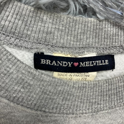 Brandy Melville Crop Sweatshirt Women's S Crew Neck Heather Gray Surf Coastal - Picture 7 of 10