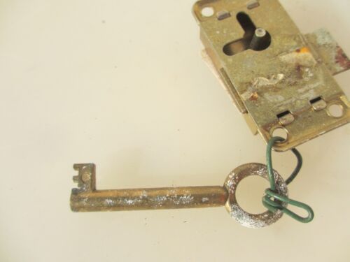 Vintage Metal Cabinet Lock Catch Cupboard Chest Drawer Bolt Iron Key Old - Picture 7 of 8