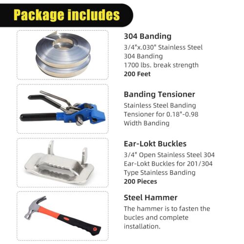 Edelstahl Verpackung Umreifungsband Spanner Kit, 200 Fuß Edelstahl... - Bild 2 von 14