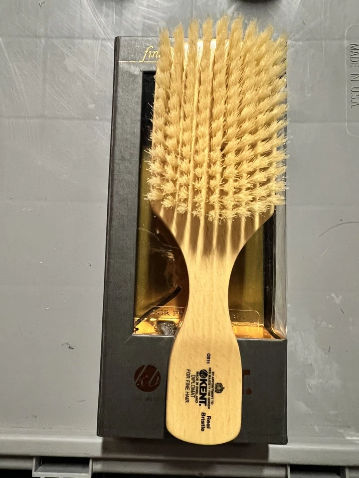 Cepillo de pelo rectangular suave para hombre Kent OS11. Cerdas blancas puras Foto 2 de 4