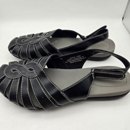 BareTraps Austin Size 10W Wide Women Black Slingback Ankle Strap Comfort Sandals - Picture 4 of 11