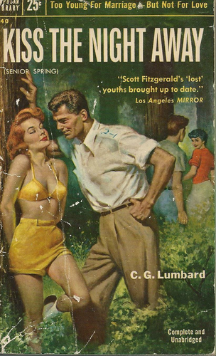 Popular Library 640 Kiss the Night Away C. G. Lumbard Vintage Bikini Paperback - Afbeelding 1 van 2