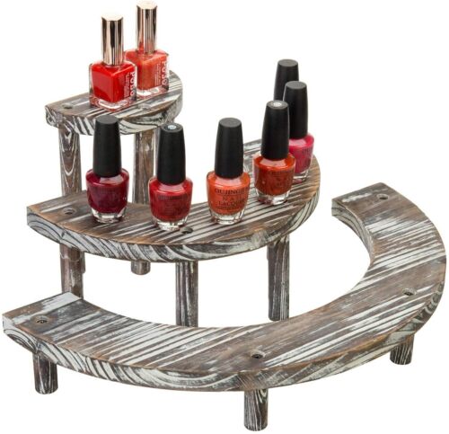 MyGift 3 Tier Rustic Torched Wood Semicircle Cupcake Stand Display Risers - Picture 7 of 7