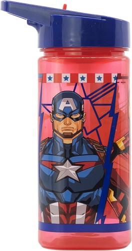 Avengers Hulk Und Captain America Trinkflasche Mit Kippen Auf Spender Rot 530ml - Bild 3 von 4