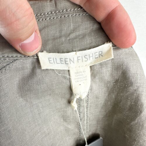 NWT Eileen Fisher Women's XXS 100% Coated Organic Linen Gray & Beige Moto Jacket - Picture 12 of 18