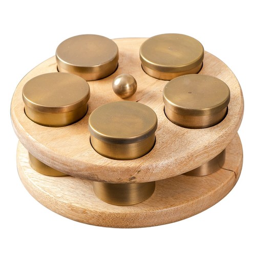 Wooden Masala Box for Kitchen with small 5 Stainless Steel Jars Spice Container - Picture 3 of 7