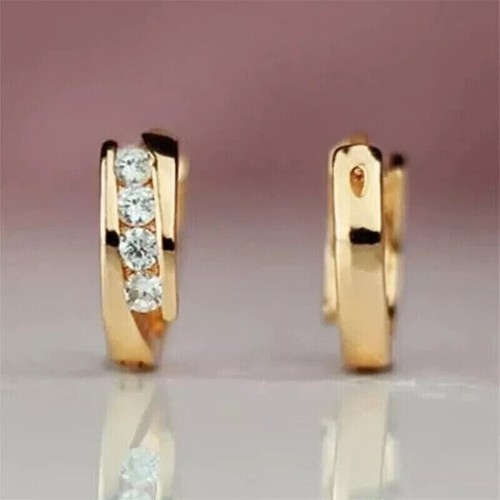 2 Ct Round Cut Simulated Diamond Women's Hoop Earrings In 14k Yellow Gold Plated - Bild 2 von 7
