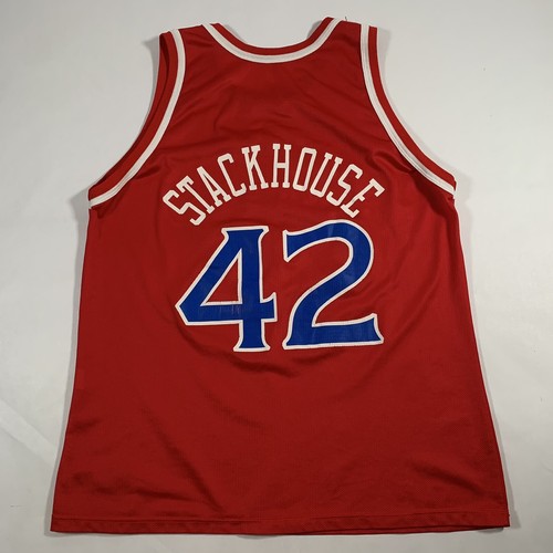 VTG 90s Champion Philadelphia 76ers Sixers Jerry Stackhouse #42 Jersey Sz 48 - Picture 4 of 10