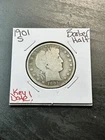 1901 S BARBER HALF DOLLAR NICE KEY DATE COIN (Raw10145)