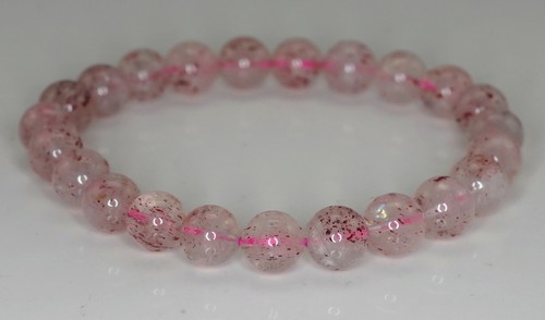 8MM PINK STRAWBERRY LEPIDOCROCITE QUARTZ GEMSTONE GRD AAA ROUND BEADS 7inch - Picture 4 of 5