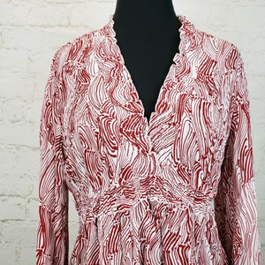 Allison-Taylor-Blouse-Womens-Size-XL-Crinkle-Empire-Waist-Long-Sleeve-Polyester