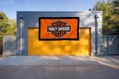 Harley-Davidson 3x5 FT Flagge Auto Orange Banner für Garage Werkstatt Mann Höhle Wand - Bild 2 von 2