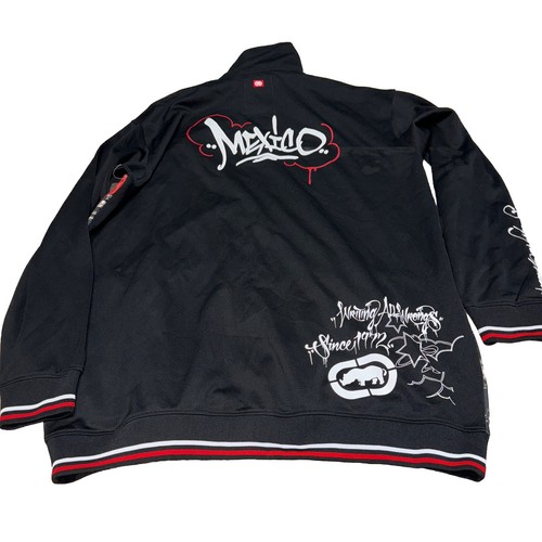 ECKO UNLTD Mexico Mens 3XL Day Of The Dead Skulls Zip Up Black Track Jacket - Foto 8 di 11