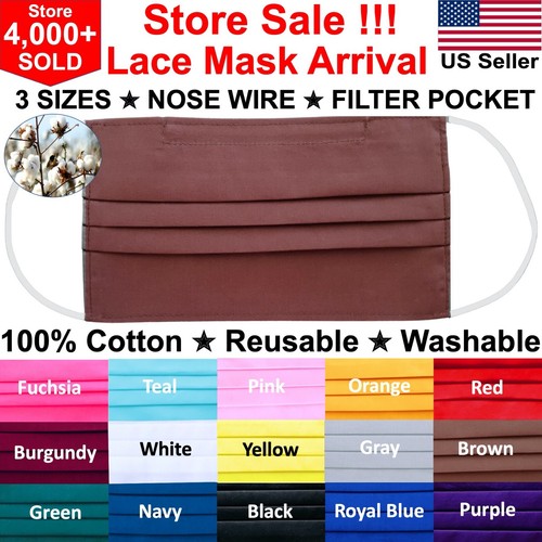 Black Face Mask Washable Reusable with Nose Wire with Filter Pocket Cotton Satin - Picture 303 of 464