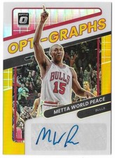RON ARTEST 2021 PANINI OPTIC AUTO AUTOGRAPH GOLD PRIZM METTA WORLD PEACE #5/10!