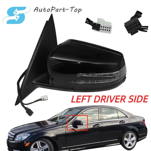 Black Driver Left Side Mirror 2048103176 Fits Mercedes 2010-2014 C250 C300 C350