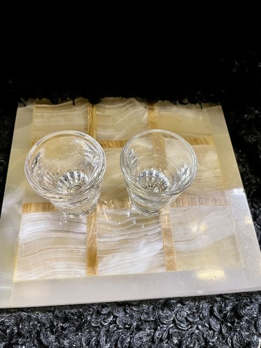 Set Of 2: Vintage Heavy Bottom Clear Shot Glasses - Picture 3 of 3