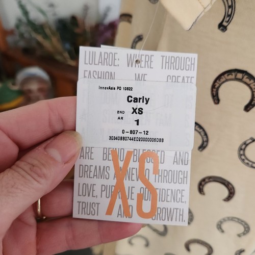 LuLaRoe Womens Dress Carly X-Small Solid Hi-Low Horseshoe Yellow Brown Horse NWT - Picture 6 of 7