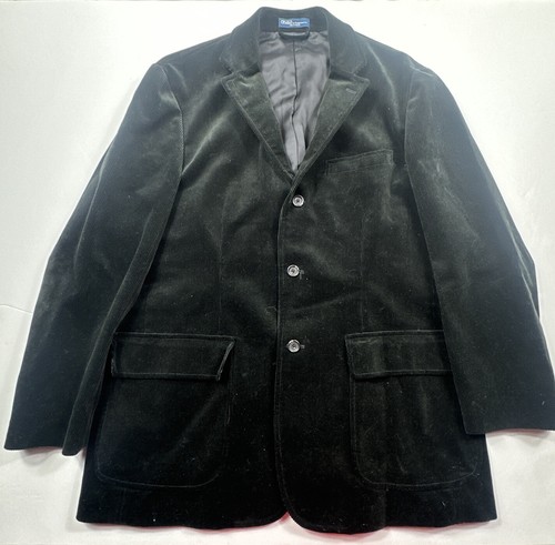 VINTAGE Polo Ralph Lauren Blazer Mens Size 44R Black Corduroy Jacket Sport Coat