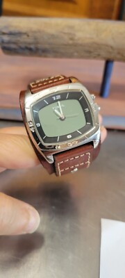Vintage fossil men's watch watch big tic leather Brown