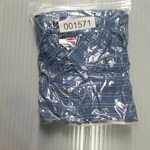 Camisa Tommy Hilfiger De Colección Para Hombre Grande Azul Mangas Largas con Botones a Cheque - Imagen 9 de 9