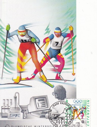 LIECHTENSTEIN 1991 THREE FIRST DAY COVERS ON MAXI CARD, OLYMPICS - Picture 5 of 6