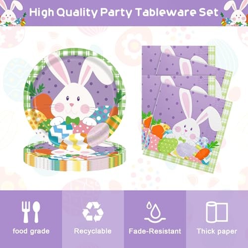 72PCS Easter Paper Plates and Napkins, 7 Inch Dessert Plates Disposable and - Bild 3 von 7