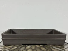 Preowned Japanese Tokoname Shallow Rectangular Bonsai Pot Senkoen - 14” By 9.5”